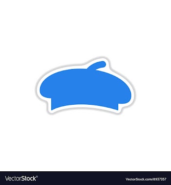 Paper sticker on white background hat beret vector image