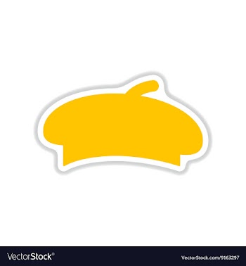 Paper sticker on white background hat beret vector image