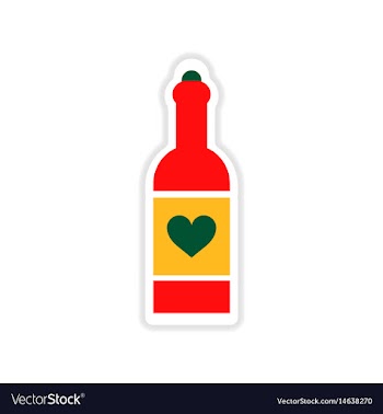 Paper sticker on white background heart bottle vector image