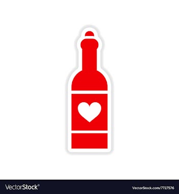 Paper sticker on white background heart bottle vector image