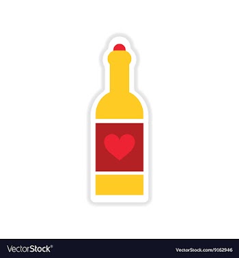 Paper sticker on white background heart bottle vector image