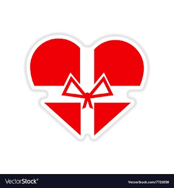 Paper sticker on white background Heart gift box vector image