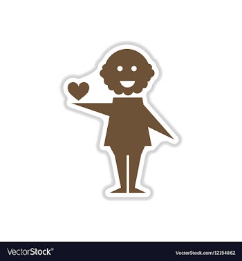 Paper sticker on white background heart man vector image