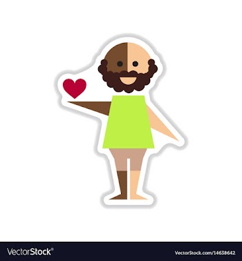 Paper sticker on white background heart man vector image
