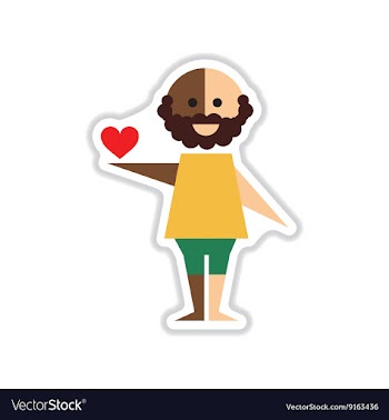 Paper sticker on white background heart man vector image