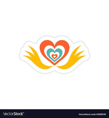 Paper sticker on white background heart wings vector image