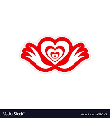 Paper sticker on white background heart wings vector image