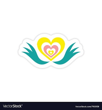 Paper sticker on white background heart wings vector image