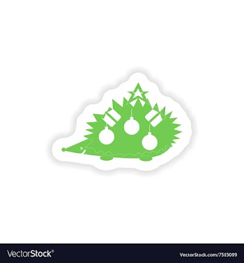 Paper sticker on white background hedgehog gifts vector image