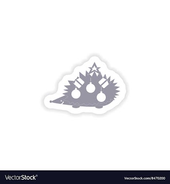 Paper sticker on white background hedgehog gifts vector image