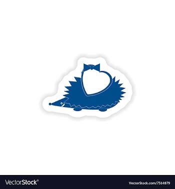 Paper sticker on white background hedgehog heart vector image