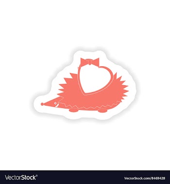 Paper sticker on white background hedgehog heart vector image