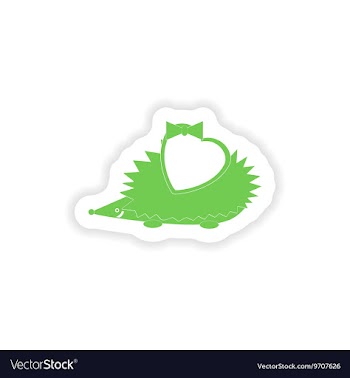 Paper sticker on white background hedgehog heart vector image