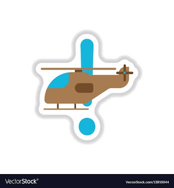 Paper sticker on white background helicopter vector image