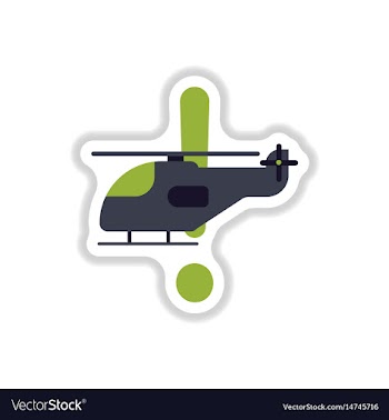 Paper sticker on white background helicopter vector image