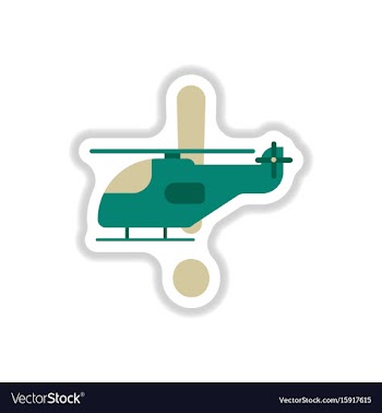 Paper sticker on white background helicopter vector image