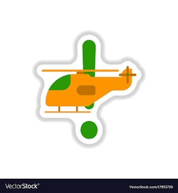 Paper sticker on white background helicopter vector image