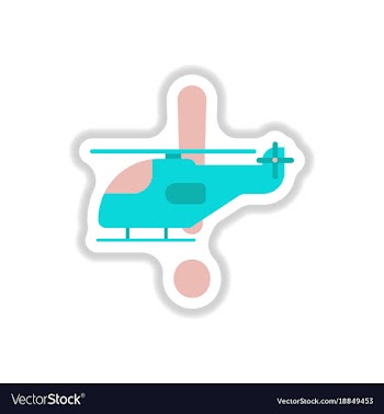 Paper sticker on white background helicopter vector image