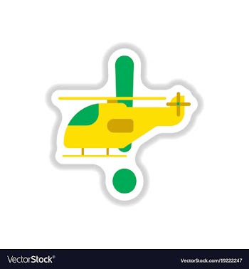 Paper sticker on white background helicopter vector image
