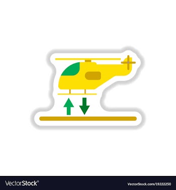 Paper sticker on white background helicopter vector image