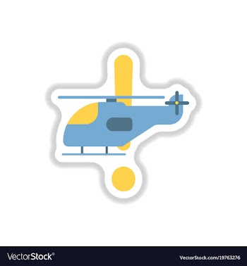 Paper sticker on white background helicopter vector image