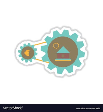 Paper sticker on white background house money vector image
