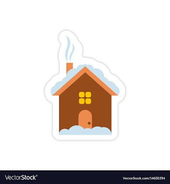 Paper sticker on white background house snow vector image