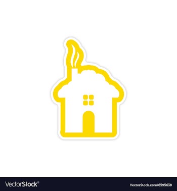 Paper sticker on white background house snow vector image