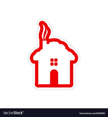 Paper sticker on white background house snow vector image
