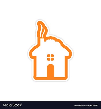 Paper sticker on white background house snow vector image