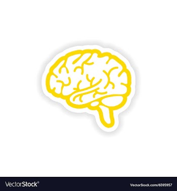 Paper sticker on white background human brain vector image