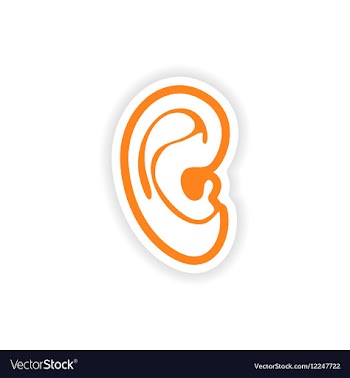 Paper sticker on white background human ear vector image