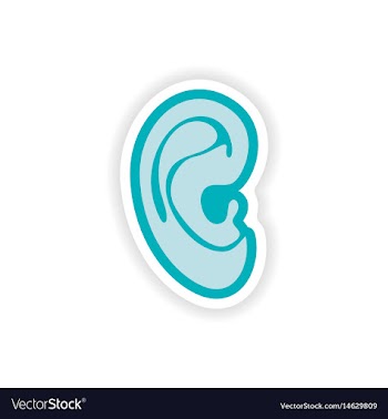 Paper sticker on white background human ear vector image
