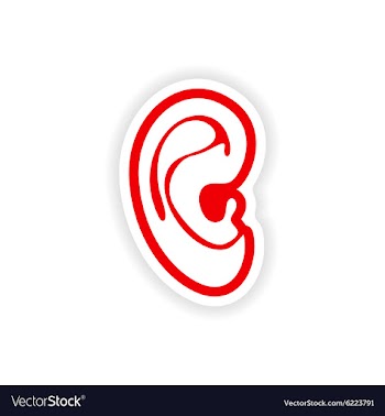 Paper sticker on white background human ear vector image