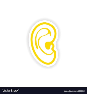 Paper sticker on white background human ear vector image