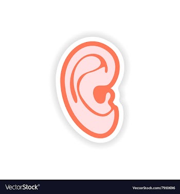 Paper sticker on white background human ear vector image