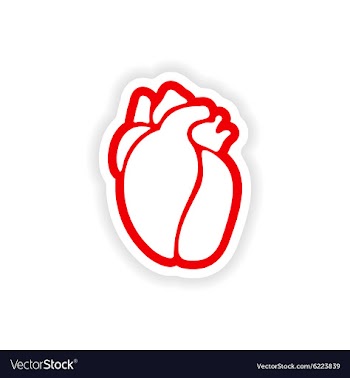 Paper sticker on white background human heart vector image