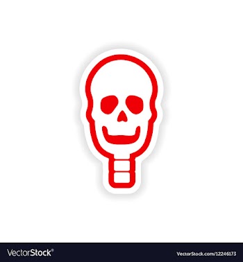 Paper sticker on white background human skull vector image