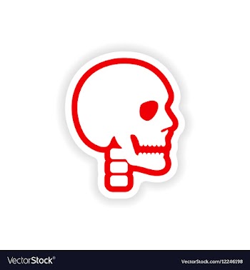 Paper sticker on white background human skull vector image