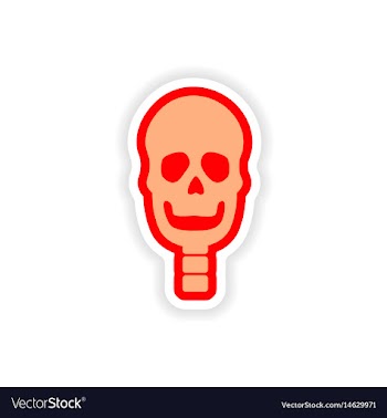 Paper sticker on white background human skull vector image