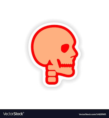 Paper sticker on white background human skull vector image