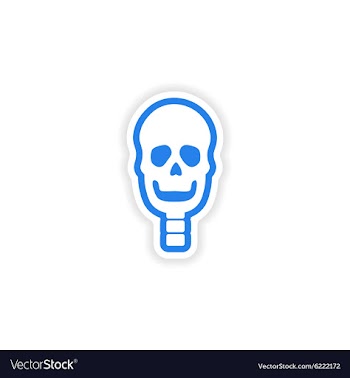 Paper sticker on white background human skull vector image