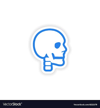 Paper sticker on white background human skull vector image