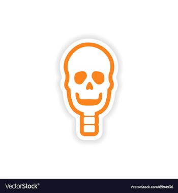 Paper sticker on white background human skull vector image