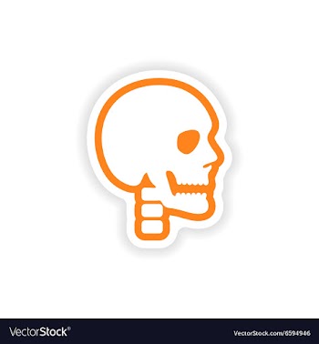 Paper sticker on white background human skull vector image