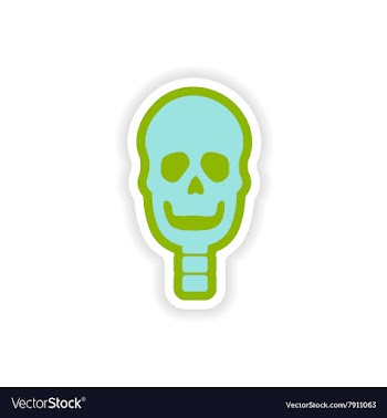 Paper sticker on white background human skull vector image