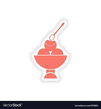 Paper sticker on white background ice Cream balls vector image