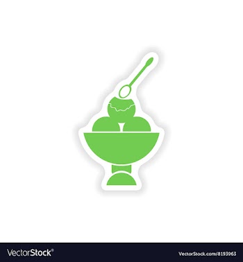 Paper sticker on white background ice Cream balls vector image