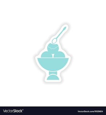 Paper sticker on white background ice Cream balls vector image