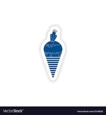 Paper sticker on white background ice cream cone vector image